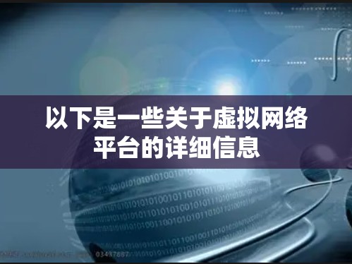 以下是一些关于虚拟网络平台的详细信息